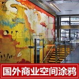 墙画壁画手绘画设计商业空间墙绘涂鸦创意 室内软装设计图片素材