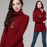 香港代购韩国女装秋冬羊毛衫外套中长款针织打底衫高领加厚毛衣潮