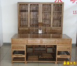 仿古家具 古典实木榆木雕花1.6米1.8米2米办公桌 书桌 电脑桌特价