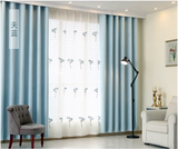 新款特价纯色棉麻地中海蓝色加厚遮光卧室客厅飘窗拼接亚麻窗帘布