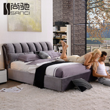 尚驰 布床小户型高档布艺床可拆洗双人床现代简约软包床1.8米6017