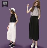 2016年夏装新款雪纺衫+阔腿裤 韩版时尚休闲套装女小香风潮两件套
