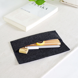日韩男女创意笔袋 简约纯色大容量多功能可爱毛毡绑带个性文具盒