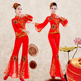 2015新款秧歌服装演出服民族舞蹈腰鼓服装扇子舞现代广场舞女装夏