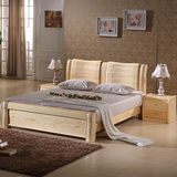 卧室家具 松木床 实木床 双人床  1.5 1.8米床