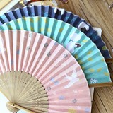 【2件包邮】日系和风可爱卡通扇形小扇子 折叠扇 折扇 布艺扇子