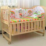 实木多功能婴儿摇篮床儿童可折叠高度可调宝宝床 床+蚊帐+床垫