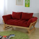 榉木宜家小户型拆洗布艺双人沙发多功能单人可折叠实木沙发床两用