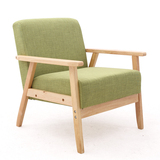 日式小型简易布艺沙发简约现代单人纯橡木扶手沙发椅