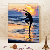 自油自画 diy数字油画 客厅卧室大幅人物风景手绘装饰画 海边芭蕾