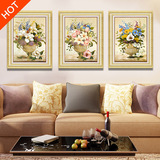 美式欧式花卉沙发背景墙有框三联画卧室壁画竖版挂画客厅装饰画