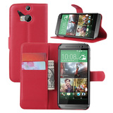 HTC ONE M8手机皮套手机壳 荔枝纹左右开插卡支架皮套 现货供应