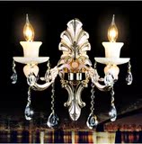 特价锌合金水晶壁灯欧式玉石单双头壁灯卧室床头客厅过道奢华灯具