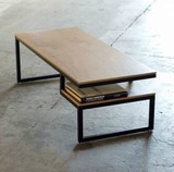 铁艺欧美式仿锈实木茶几 LOFT风格复古做旧置物架电脑桌 铁木书桌