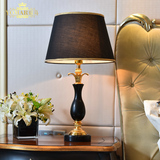 耀马黑色台灯欧式创意卧室 客厅书房床头灯 别墅酒店宾馆云石台灯