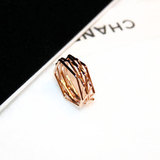 韩版时尚个性创意六边形戒指女 韩国镀18K玫瑰金食指指环饰品配饰