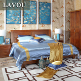 实木床 现代中式简约双人床 卧室家具全柏木实木1.8米婚床高箱床