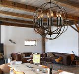 新款现代简约设计师的灯北欧美式乡村铁艺复古圆球形客餐厅吊灯