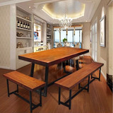 美式复古做旧实木铁艺餐桌椅餐桌饭桌酒吧桌办公桌咖啡桌很高桌椅