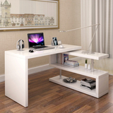 亿家达 转角书桌书柜组合白色烤漆家用办公桌写字台旋转电脑桌