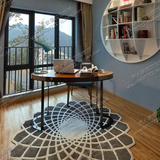 客厅地毯现代简约圆形地毯沙发地毯卧室茶几地毯几何网状地毯定制