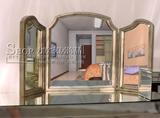 欧式古典化妆镜三折镜台式桌面梳妆镜卧室壁挂多功能折叠镜