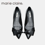 Marie Claire/MC女鞋2016新品真皮舒适经典蝴蝶结单鞋女平底尖头