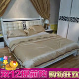 包邮现代简约卧室双人床 白色软靠亮光烤漆1.8米大床 特价板式床