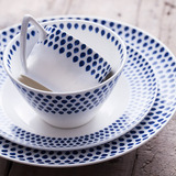 朵颐 创意咖啡杯碟西餐餐具碗碟盘陶瓷碟子盘家用早餐碗碟杯雨滴