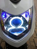 光阳锋利摩托车车灯总成改装Q5双光透镜氙气大灯超亮天使眼恶魔眼