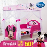 正品Disney迪士尼粉色小床儿童床带护栏女孩男孩公主粉单人床1.5