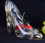 欧式现代茶色 透明灰姑娘款水晶玻璃高跟鞋摆件 家具家居软装饰品