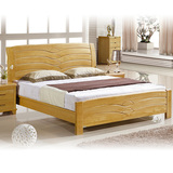 榉木实木床  双人床1.8米m平板中式大床 储物高箱床 环保829