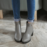 2016秋冬新款大码女鞋圆头皮带扣粗跟中跟短靴短筒靴女靴马丁靴子