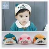 宝宝帽子全棉春款 婴儿可爱耳朵造型棒球帽笑脸遮阳帽韩国非代购