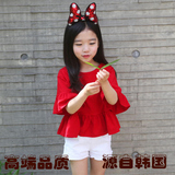 3岁中小童4女童5红色6短袖7T恤8韩国9小女孩10夏装11纯棉13上衣12
