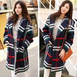 2016秋冬季学院风韩版格子羊绒大衣宽松中长款加厚羊毛呢子外套女