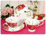 韩国进口粉白茶花咖啡杯欧式带盘情侣对杯骨瓷高档结婚礼品包邮