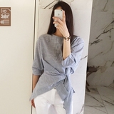 市舶司 韩国女装2016夏装新款不规则细条纹显瘦衬衫RE1053