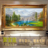 小乐小熊 纯手绘欧式风景油画聚宝盆 背有靠山客厅有框油画装饰画