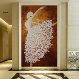 竖版壁画 客厅玄关走廊餐厅床头背景墙纸 欧式油画 3d芭蕾舞壁纸