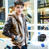冬季韩版男装保暖棉衣青年男士外套皮夹克休闲潮流修身连帽羽绒服