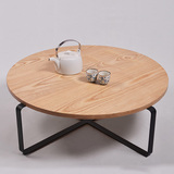 简约新中式圆形纯实木茶桌子现代创意客厅休闲茶几铁木结构可定制