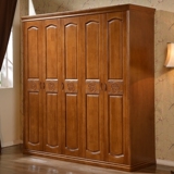 实木衣柜 现代简约中式全橡木对开门加顶组装3 4 5 6门衣橱家具