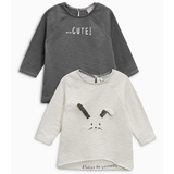 英国next进口童装代购 16秋女宝宝女童兔子灰色长袖上衣 T恤 2件