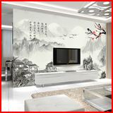 中式水墨梅花鸟 大型壁画壁纸电视背景墙纸客厅卧室沙发无缝墙布