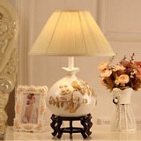欧式复古树脂雕花瓶台灯卧室床头灯现代创意时尚婚庆装饰调光灯饰