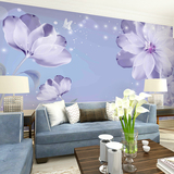 定制3D环保无缝一整张大型壁画紫色梦幻花卉卧室客厅电视背景墙画