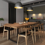 欧美式铁艺实木餐桌椅组合大户型歺桌长条复古餐桌长方形彩色饭桌