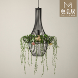 意大利设计铁艺艺术灯花盆空中花园盆栽植物北欧宜家餐厅创意吊灯